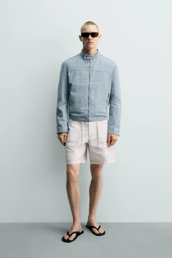 ШОРТЫ RELAXED FIT С КОНТРАСТНОЙ ОТСТРОЧКОЙ
