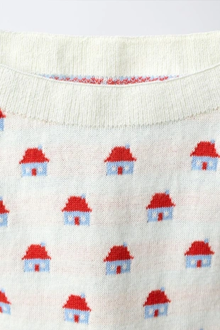 Трикотажные брюки Jacquard с принтом домиков- Заказать в России