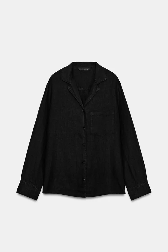 РУБАШКА ИЗ 100% ЛЬНА С КАРМАНОМ — ZW COLLECTION
