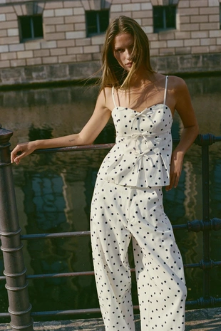 Купить Zara Топ в горошек с баской