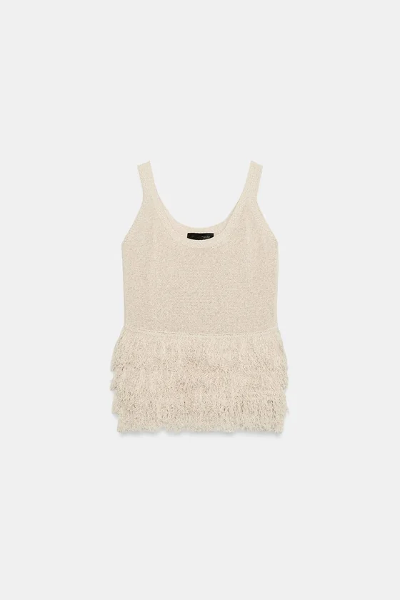 ТРИКОТАЖНЫЙ ТОП С БАХРОМОЙ