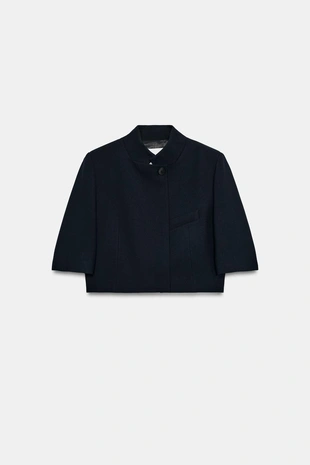 Укороченный блейзер с короткими рукавами — коллекция Zara «Zw»- Заказать в России