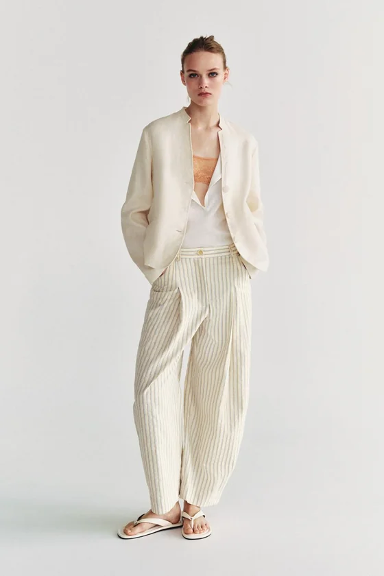 БРЮКИ БАРРЕЛЬ В ПОЛОСКУ — ZW COLLECTION