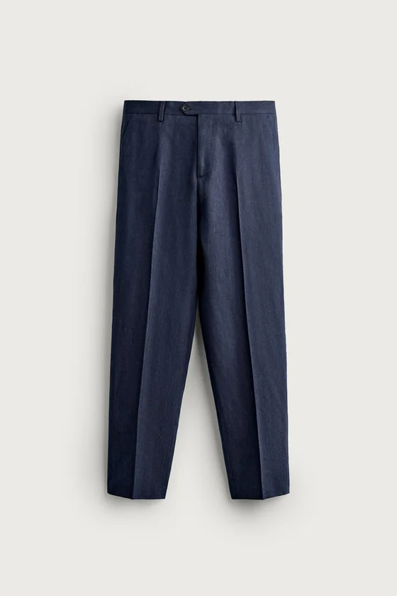 КОСТЮМНЫЕ БРЮКИ REGULAR FIT ИЗ ЛЬНА И ШЕРСТИ