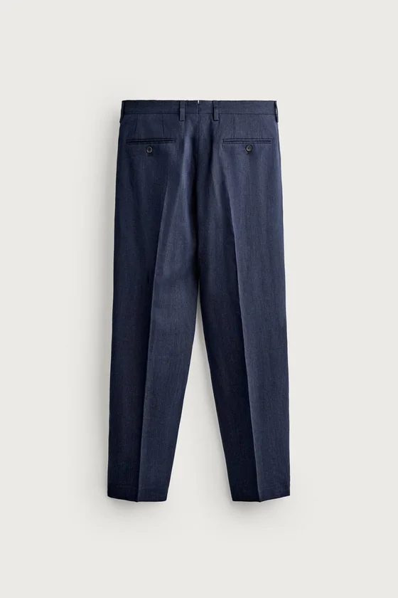 КОСТЮМНЫЕ БРЮКИ REGULAR FIT ИЗ ЛЬНА И ШЕРСТИ