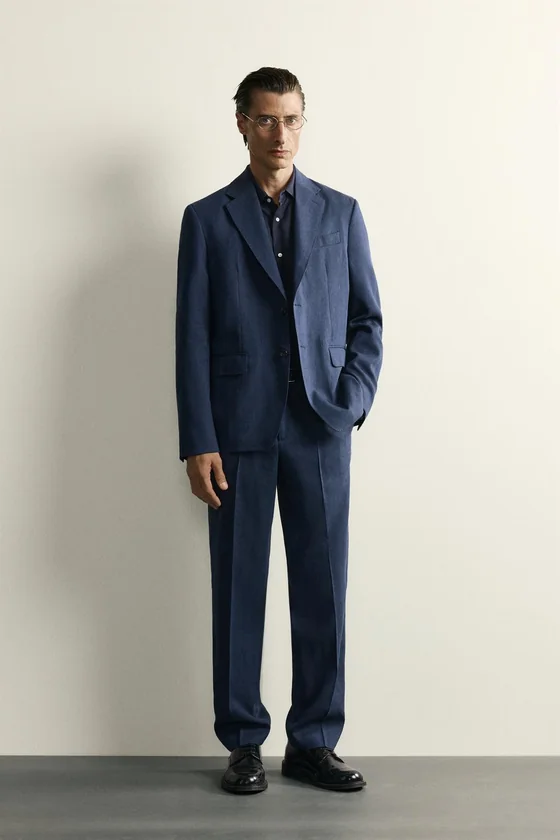 КОСТЮМНЫЕ БРЮКИ REGULAR FIT ИЗ ЛЬНА И ШЕРСТИ
