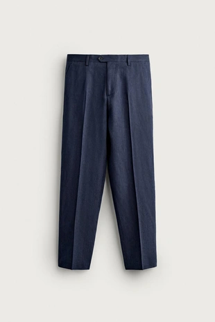 Костюмные брюки Regular Fit из льна и шерсти- Заказать в России