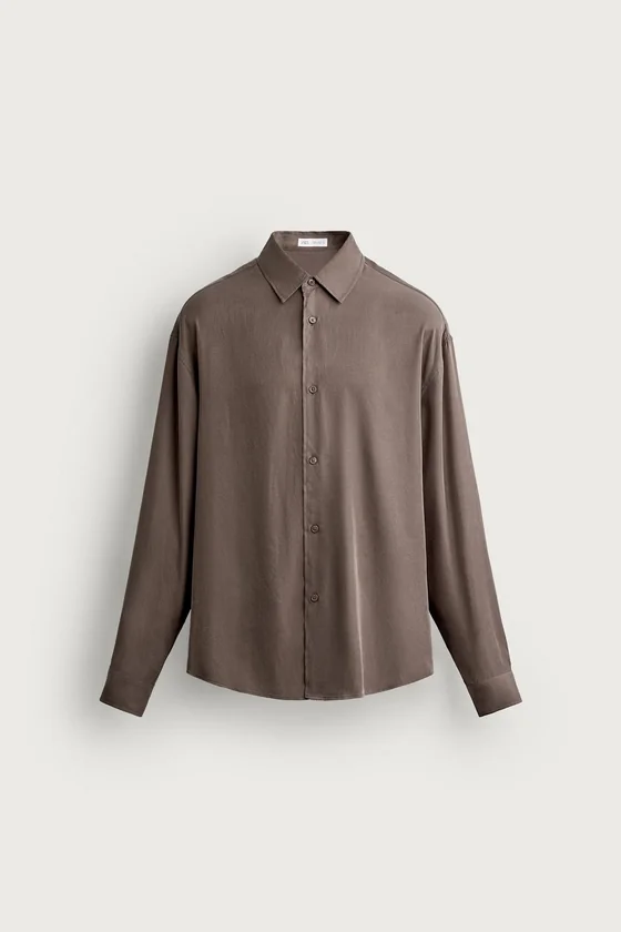 РУБАШКА RELAXED FIT ИЗ СТРУЯЩЕЙСЯ ТКАНИ