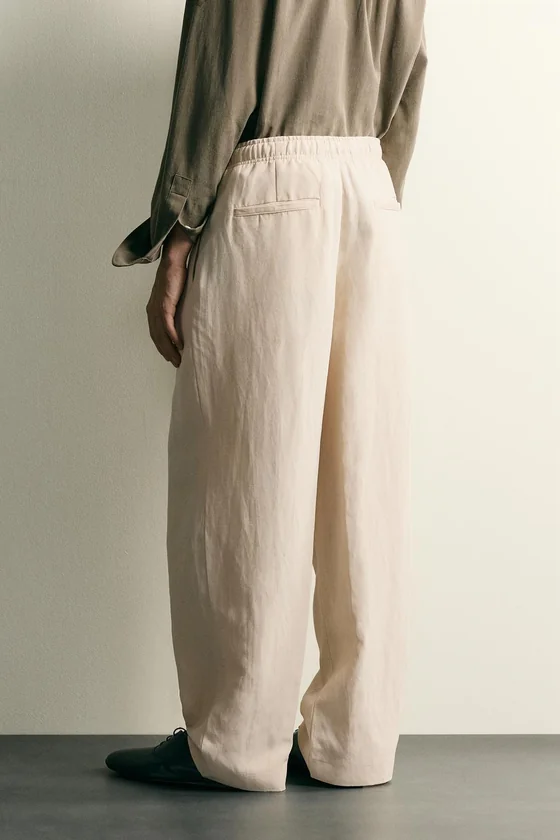 БРЮКИ RELAXED FIT ИЗ ВИСКОЗЫ И ЛЬНА