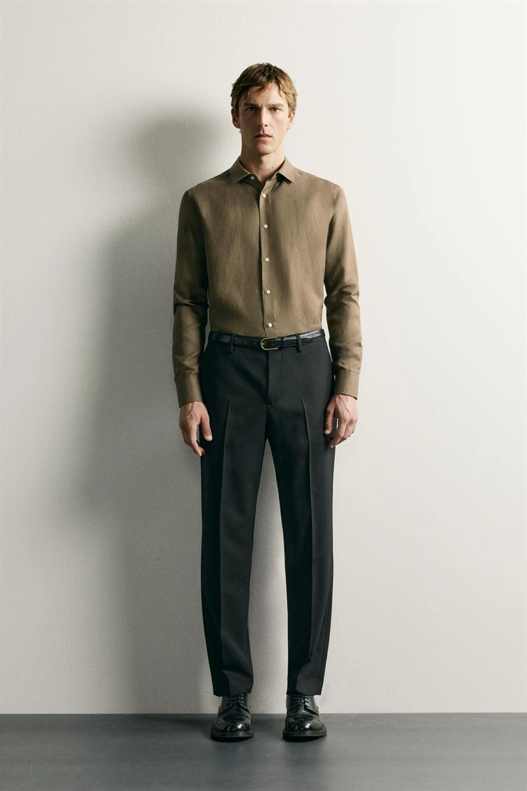 Рубашка regular fit из льна и лиоцелла