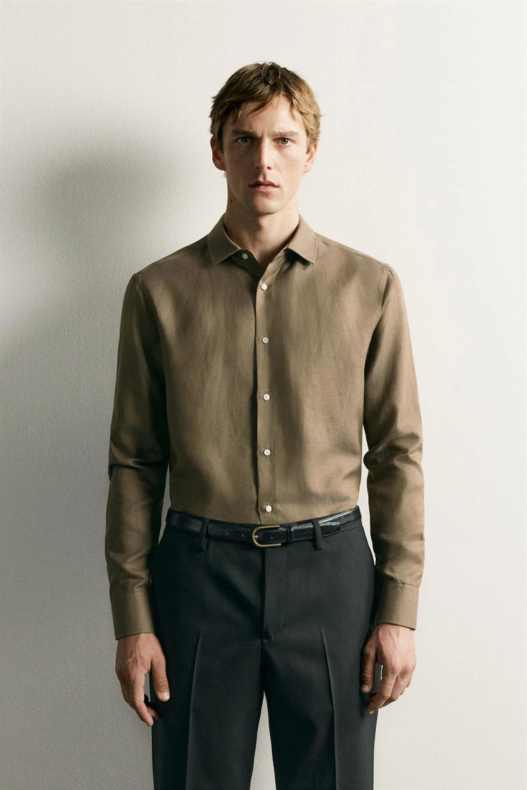 Рубашка regular fit из льна и лиоцелла