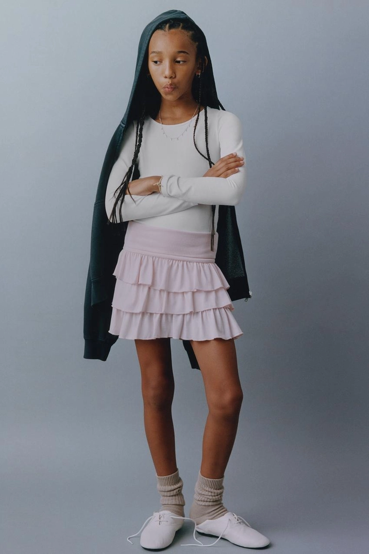 Юбка-шорты с оборками и завышенной талией