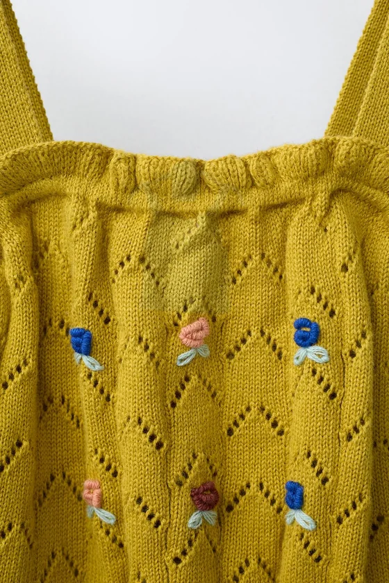 ТРИКОТАЖНЫЙ ТОП С ВЫШИВКОЙ ИЗ ХЛОПКА И ЛЬНА MADE WITH LIBERTY FABRIC