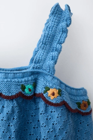 Трикотажный топ с оборочкой и вышивкой из хлопка и льна Made With Liberty Fabric- Заказать в России