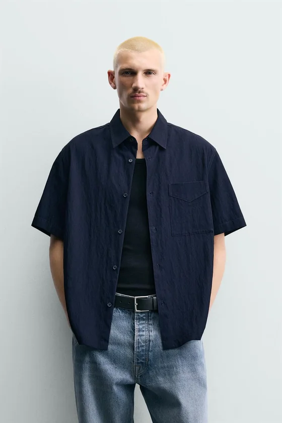 РУБАШКА RELAXED FIT ИЗ СТРУЯЩЕЙСЯ ТКАНИ