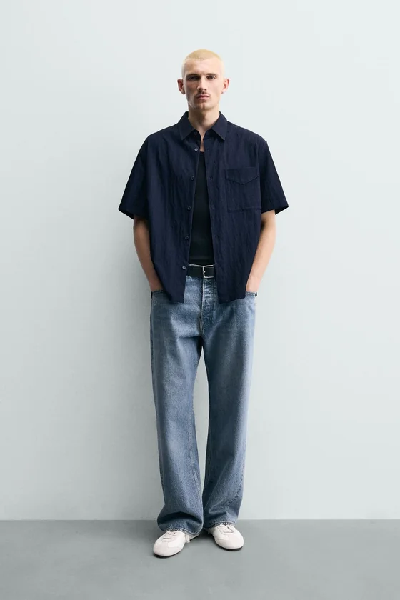 РУБАШКА RELAXED FIT ИЗ СТРУЯЩЕЙСЯ ТКАНИ