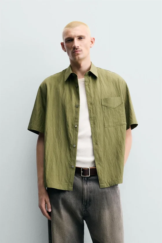 РУБАШКА RELAXED FIT ИЗ СТРУЯЩЕЙСЯ ТКАНИ