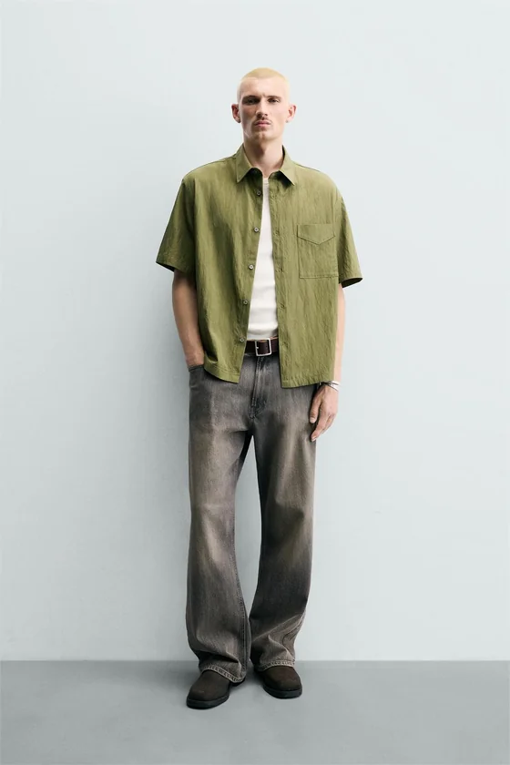 РУБАШКА RELAXED FIT ИЗ СТРУЯЩЕЙСЯ ТКАНИ