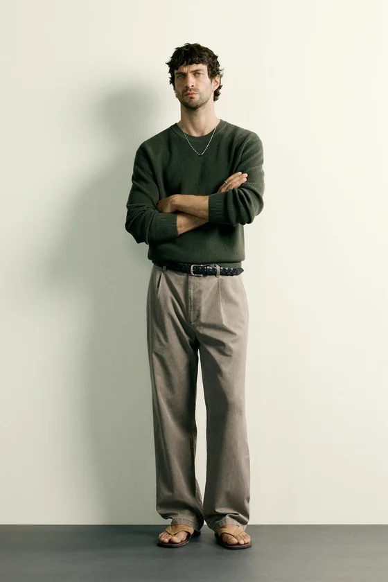 БРЮКИ ЧИНОС RELAXED FIT СО СКЛАДКАМИ