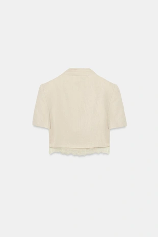 Короткий блейзер с кружевной отделкой- Заказать в России