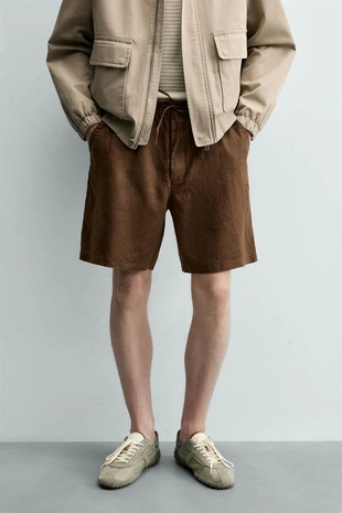 Шорты Relaxed Fit из 100% льна- Заказать в России