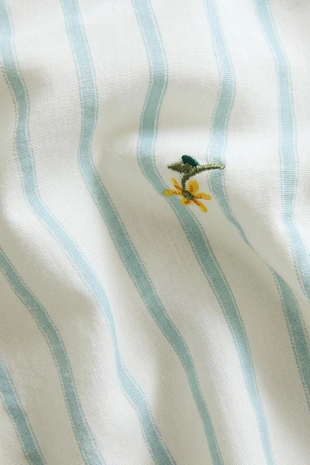 Хлопковая скатерть в полоску с цветочной вышивкой- Заказать в России
