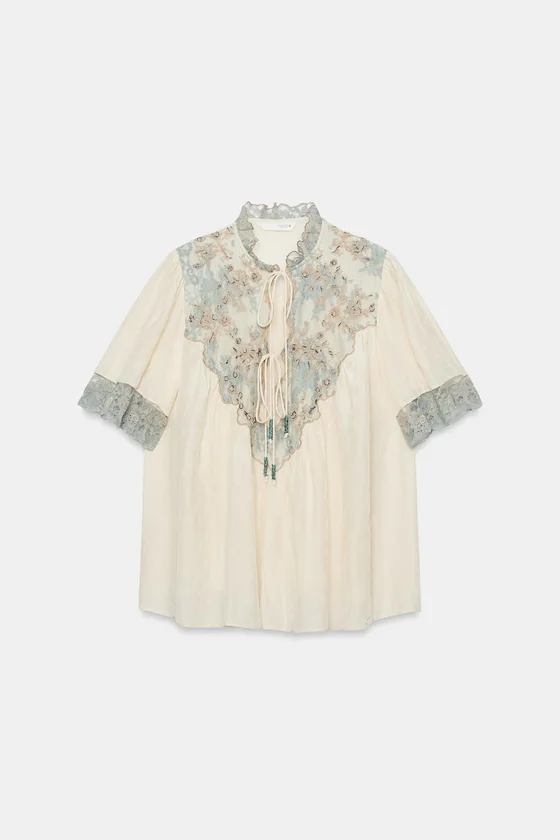РУБАШКА С КРУЖЕВОМ ZW COLLECTION