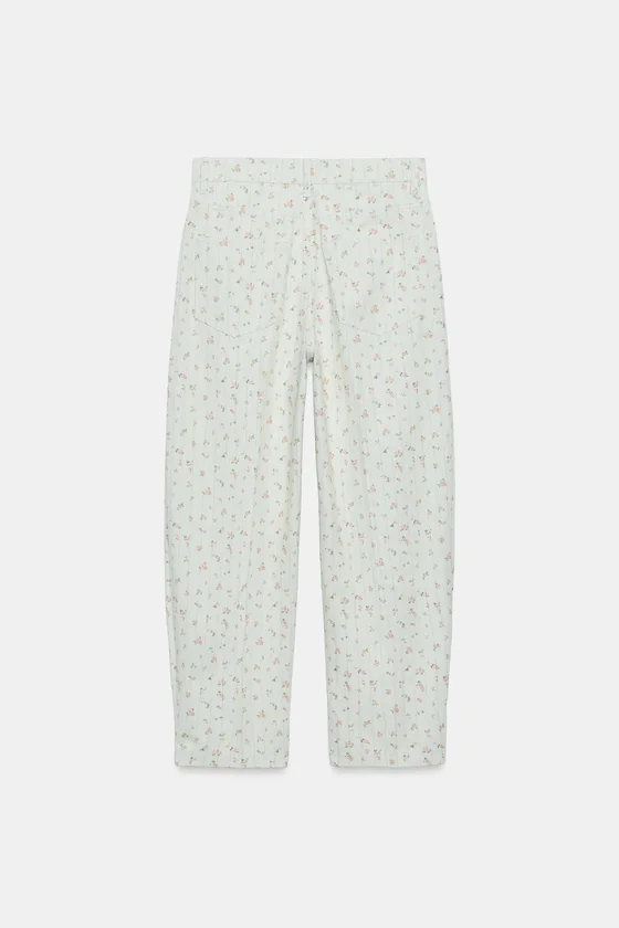 ДЖИНСЫ TAPERED С ВЫСОКОЙ ПОСАДКОЙ И ЦВЕТОЧНЫМ ПРИНТОМ — ZW COLLECTION