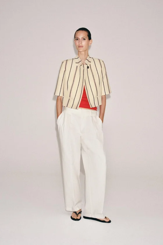 УКОРОЧЕННЫЙ БЛЕЙЗЕР В ПОЛОСКУ — ZW COLLECTION