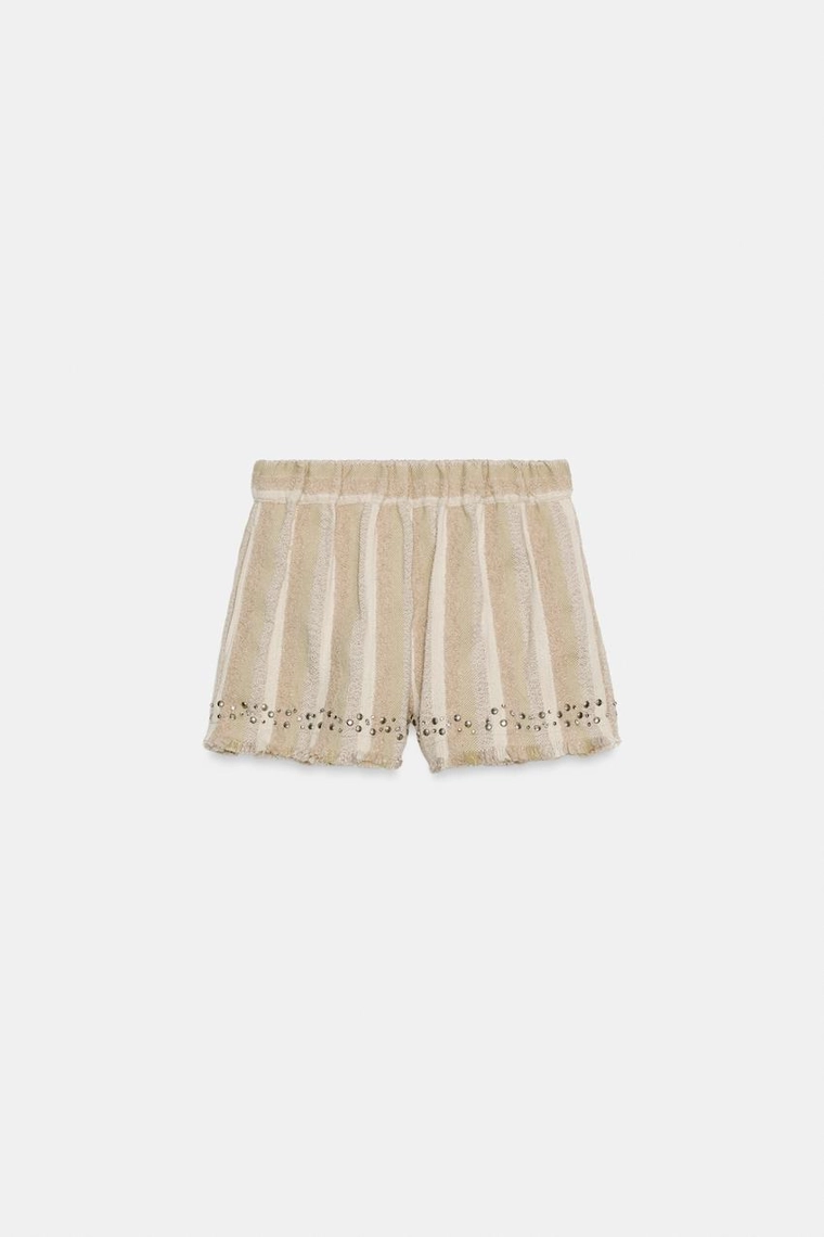 ШОРТЫ ИЗ ФАКТУРНОЙ ТКАНИ В ПОЛОСКУ — коллекция Zara «ZW»