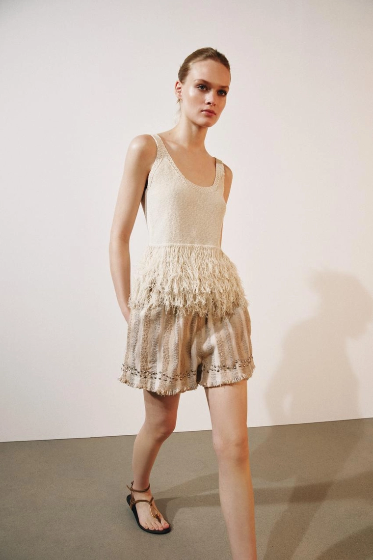 ШОРТЫ ИЗ ФАКТУРНОЙ ТКАНИ В ПОЛОСКУ — коллекция Zara «ZW»