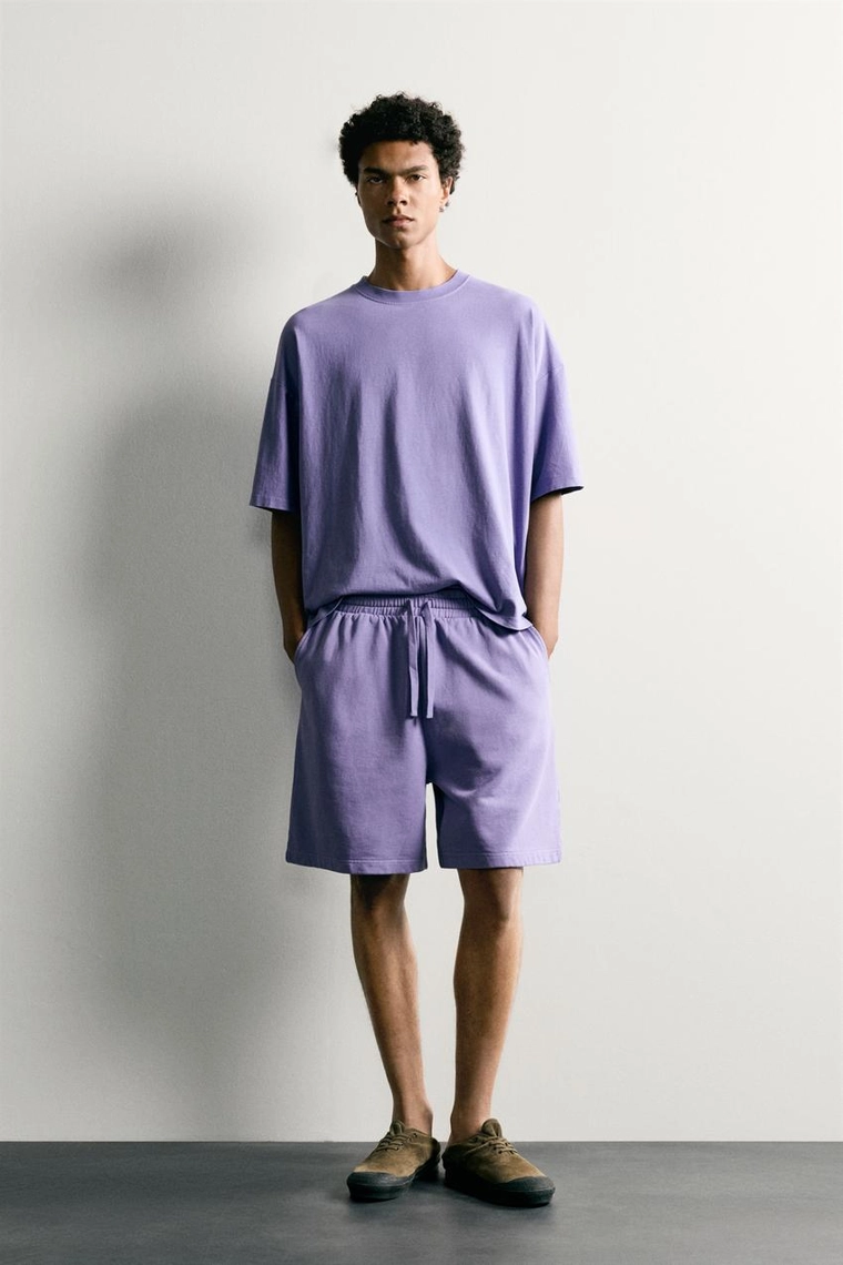 Бежевые укороченные шорты basic faded jogger