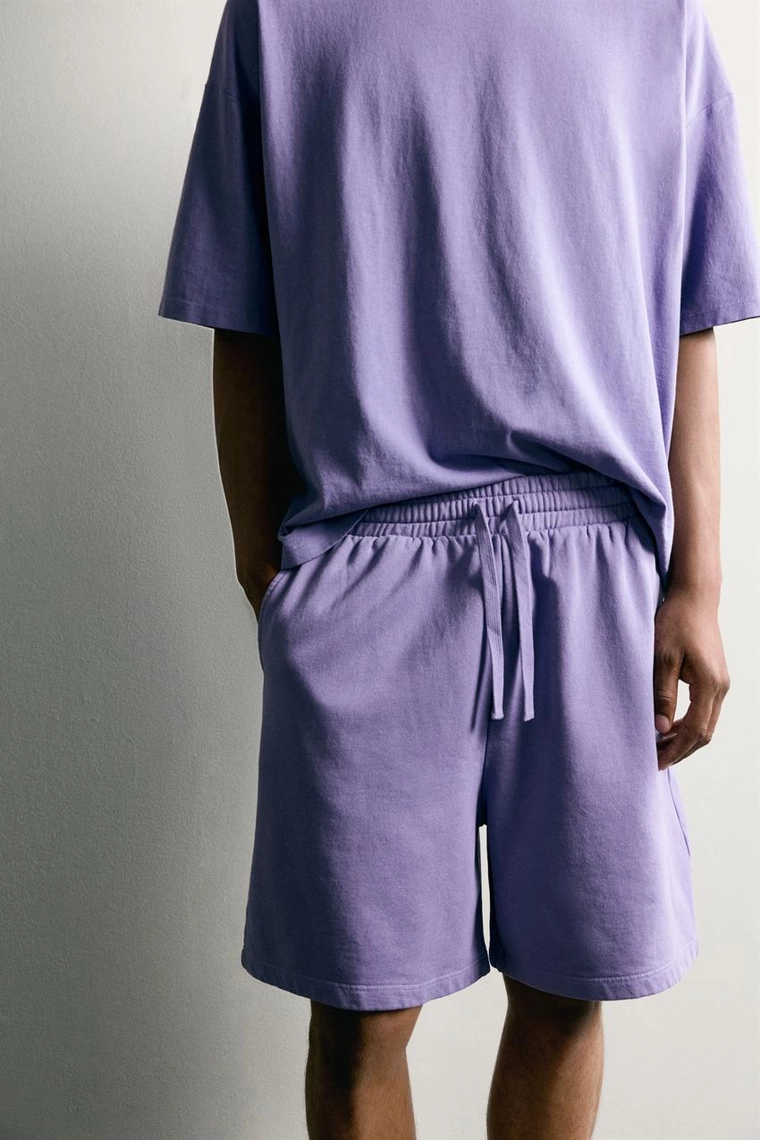 Бежевые укороченные шорты basic faded jogger