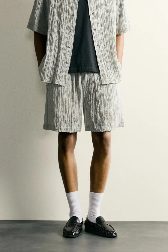 ШОРТЫ RELAXED FIT С РЕЛЬЕФНОЙ ФАКТУРОЙ