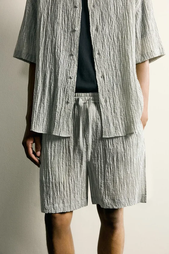 ШОРТЫ RELAXED FIT С РЕЛЬЕФНОЙ ФАКТУРОЙ