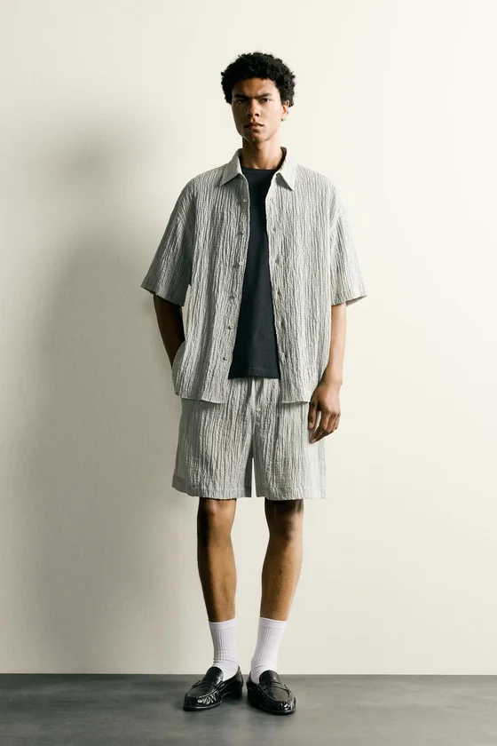 ШОРТЫ RELAXED FIT С РЕЛЬЕФНОЙ ФАКТУРОЙ