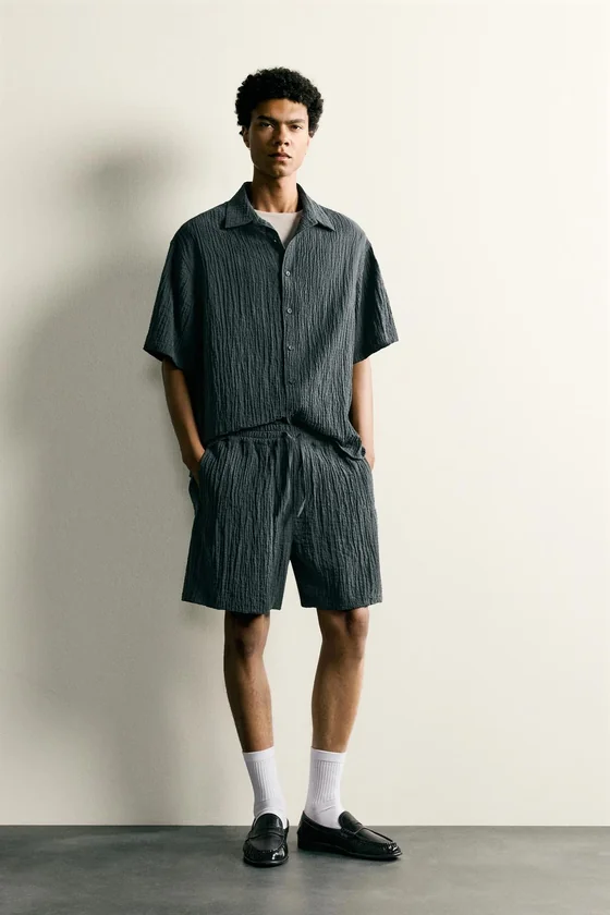 ШОРТЫ RELAXED FIT С РЕЛЬЕФНОЙ ТЕКСТУРОЙ