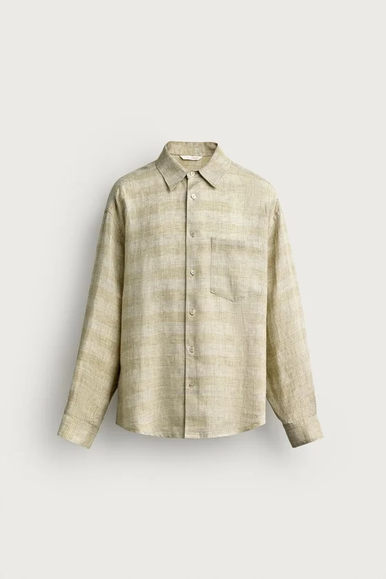 РУБАШКА RELAXED FIT В КЛЕТКУ ИЗ 100% ЛЬНА