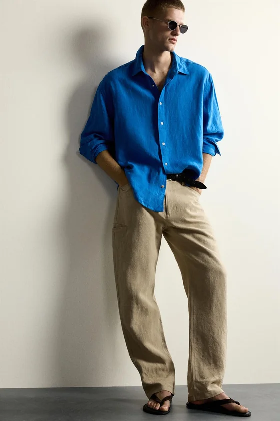 РУБАШКА RELAXED FIT ИЗ 100% ЛЬНА