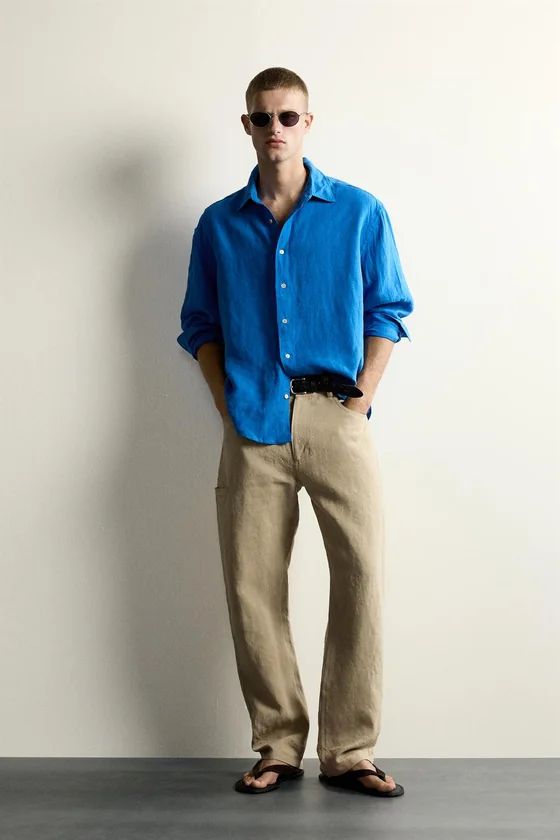 РУБАШКА RELAXED FIT ИЗ 100% ЛЬНА