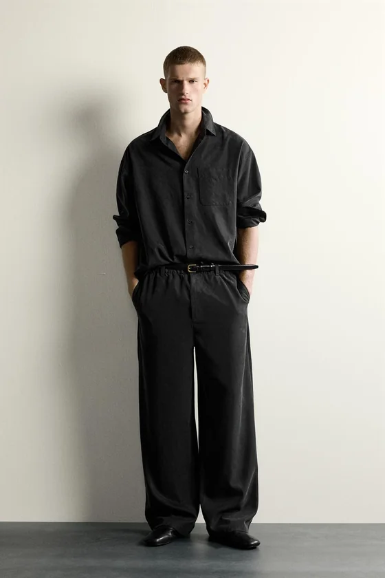 РУБАШКА RELAXED FIT ИЗ СТРУЯЩЕЙСЯ ТКАНИ
