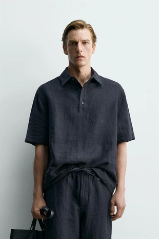 Поло Boxy Fit из 100% льна
