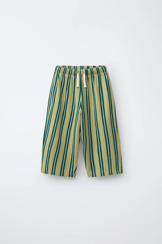 БРЮКИ WIDE LEG ИЗ ФУТЕРА В ПОЛОСКУ