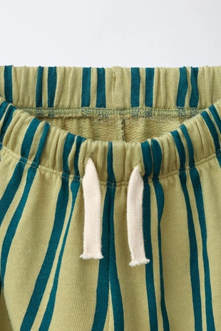 Брюки Wide Leg из футера в полоску- Заказать в России