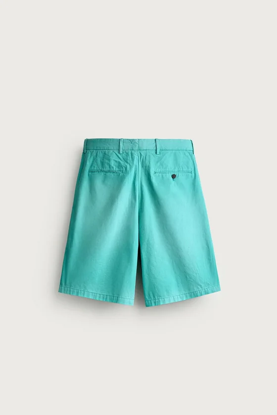 ШОРТЫ RELAXED FIT СО СКЛАДКАМИ И ЭФФЕКТОМ ПОТЕРТОСТИ