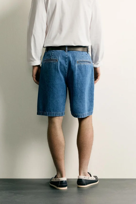 ДЖИНСОВЫЕ ШОРТЫ REGULAR FIT СО СКЛАДКАМИ
