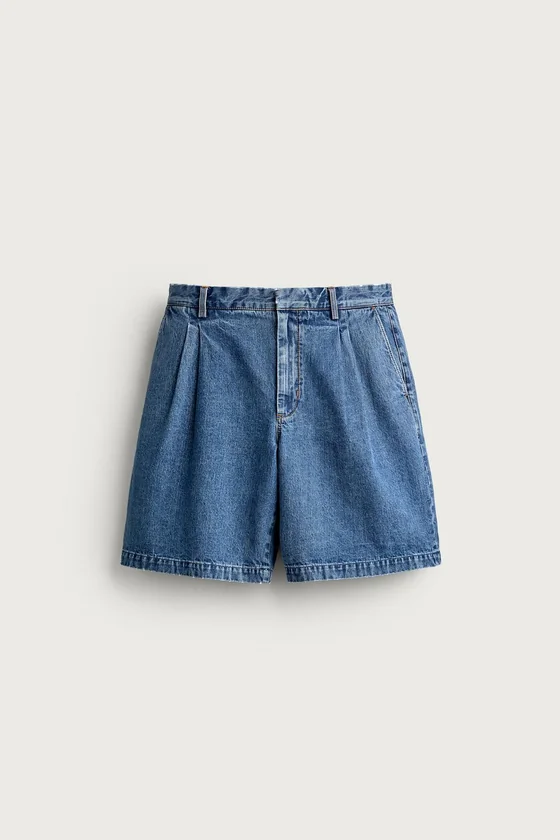 ДЖИНСОВЫЕ ШОРТЫ REGULAR FIT СО СКЛАДКАМИ