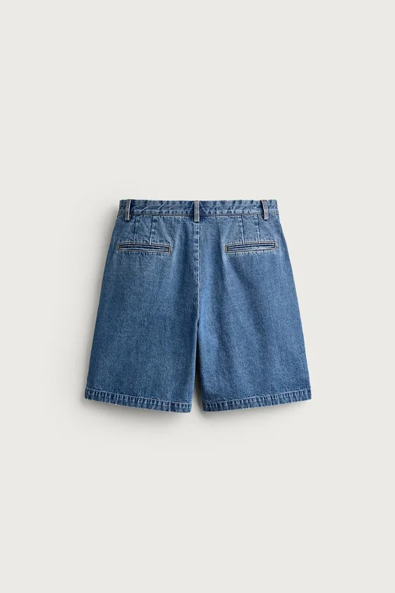 ДЖИНСОВЫЕ ШОРТЫ REGULAR FIT СО СКЛАДКАМИ