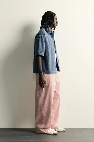 Брюки Baggy Fit в полоску- Заказать в России