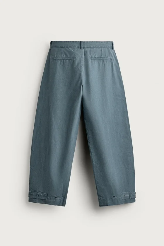 БРЮКИ RELAXED FIT С ЭФФЕКТОМ ПОТЕРТОСТИ И ХЛЯСТИКАМИ